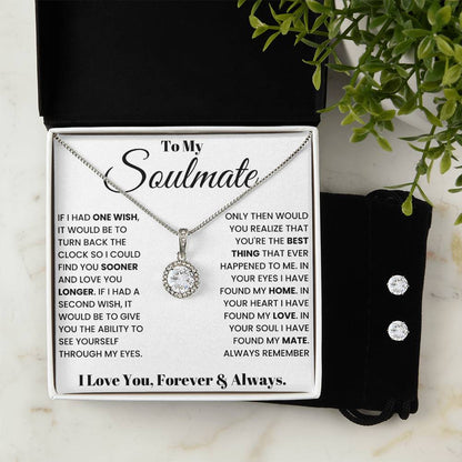 To the One My Heart Calls Home I Necklace and Cubic Zirconia Earring Set