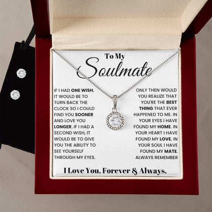 To the One My Heart Calls Home I Necklace and Cubic Zirconia Earring Set