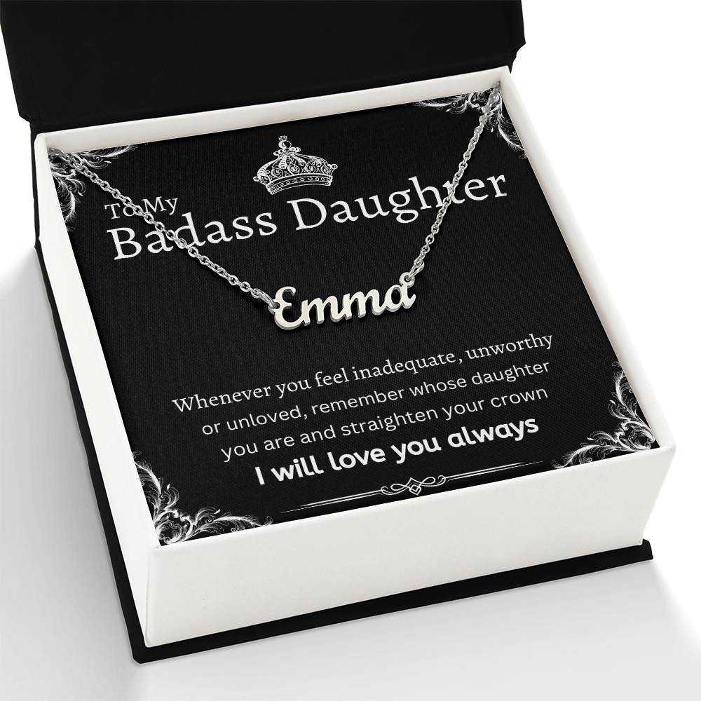 To My Badass Daughter I Necklace Gift Message