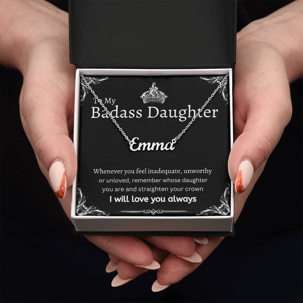 To My Badass Daughter I Necklace Gift Message