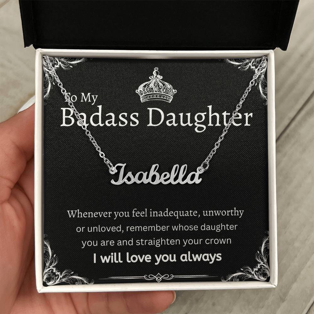 To My Badass Daughter I Necklace Gift Message