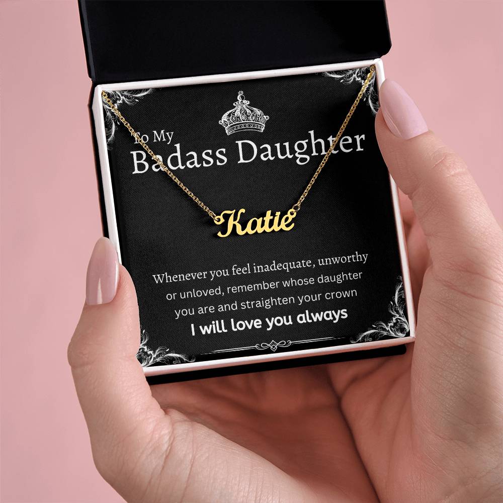 To My Badass Daughter I Necklace Gift Message