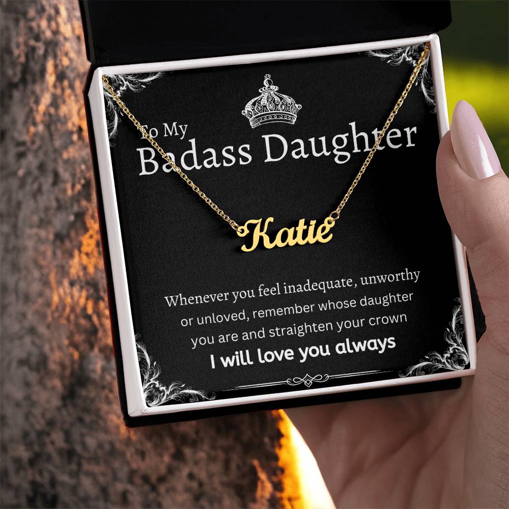 To My Badass Daughter I Necklace Gift Message