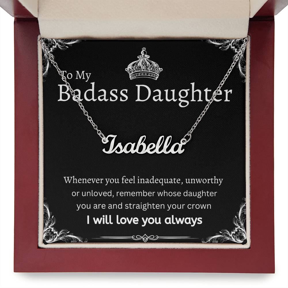 To My Badass Daughter I Necklace Gift Message