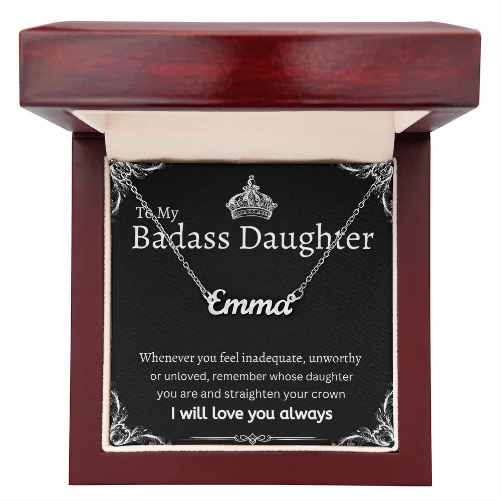 To My Badass Daughter I Necklace Gift Message