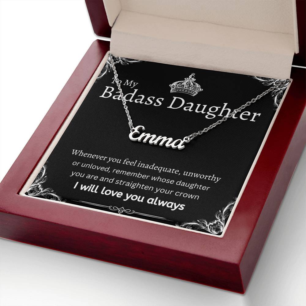 To My Badass Daughter I Necklace Gift Message