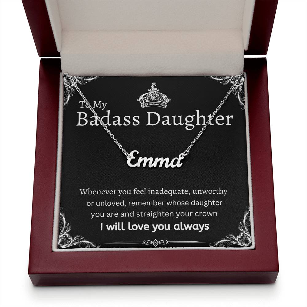 To My Badass Daughter I Necklace Gift Message