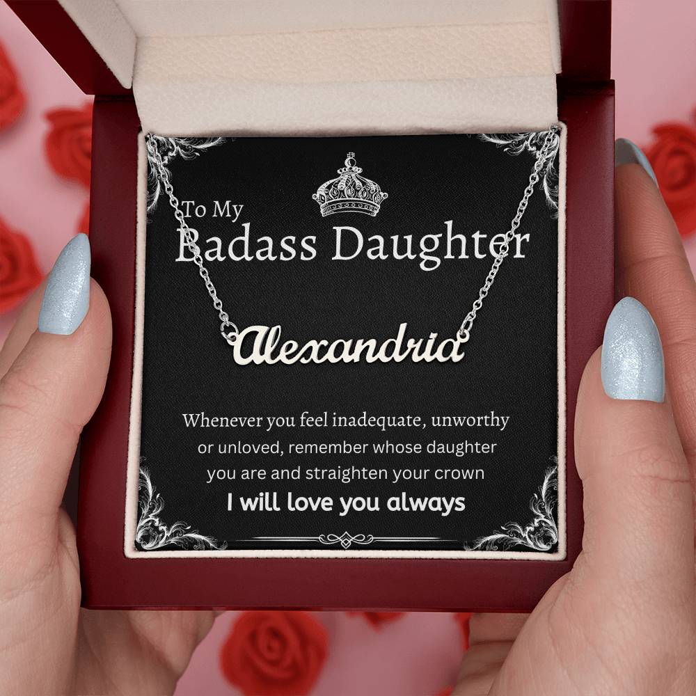 To My Badass Daughter I Necklace Gift Message