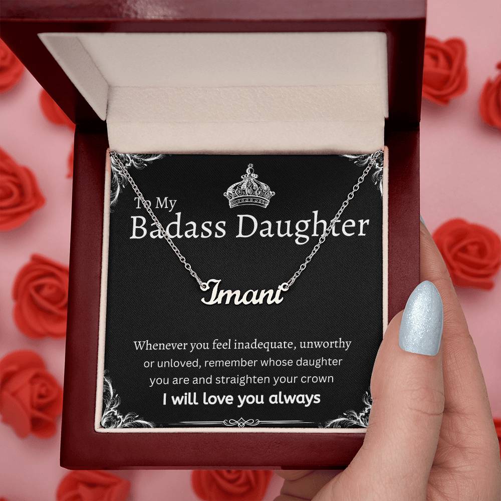 To My Badass Daughter I Necklace Gift Message