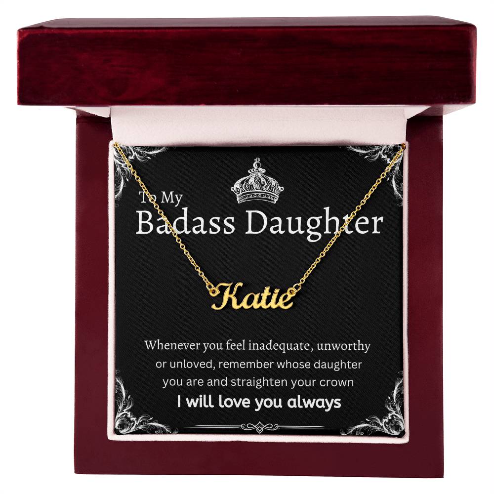 To My Badass Daughter I Necklace Gift Message