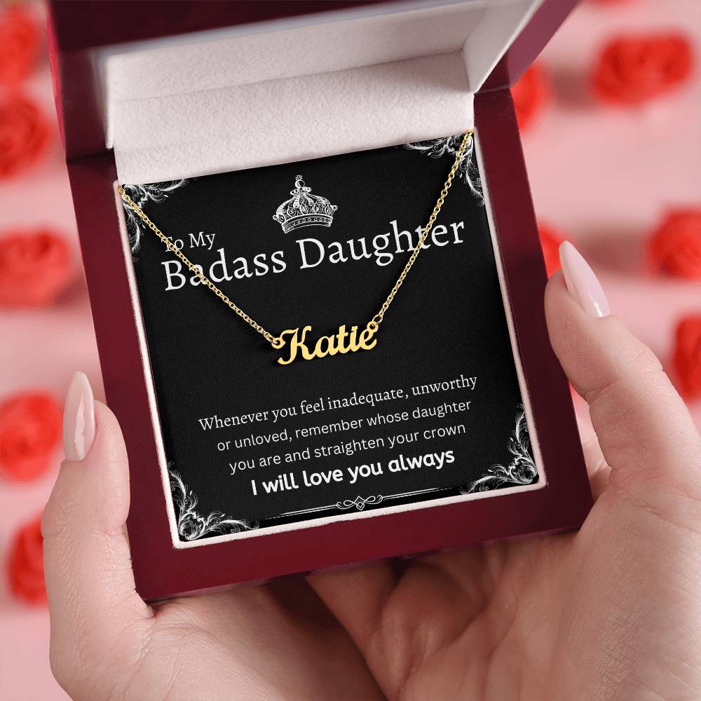 To My Badass Daughter I Necklace Gift Message