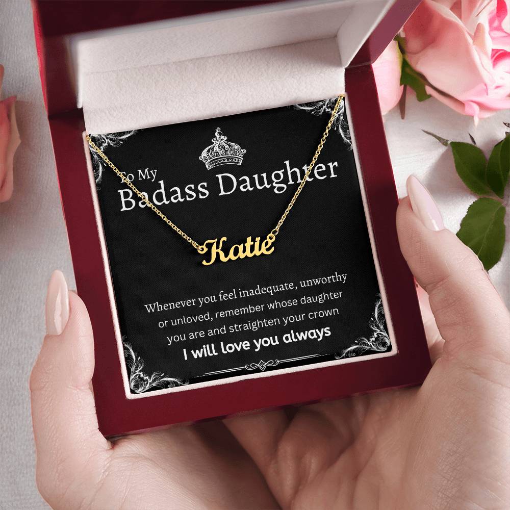 To My Badass Daughter I Necklace Gift Message